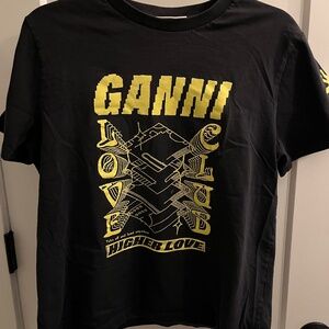 Ganni Black Graphic T-Shirt, Size M